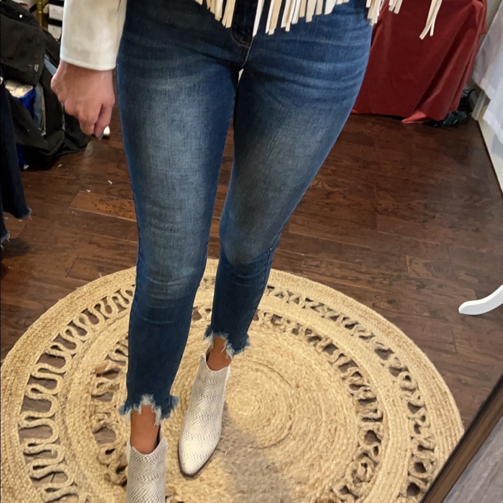 Distressed Bottom Skinny Jeans